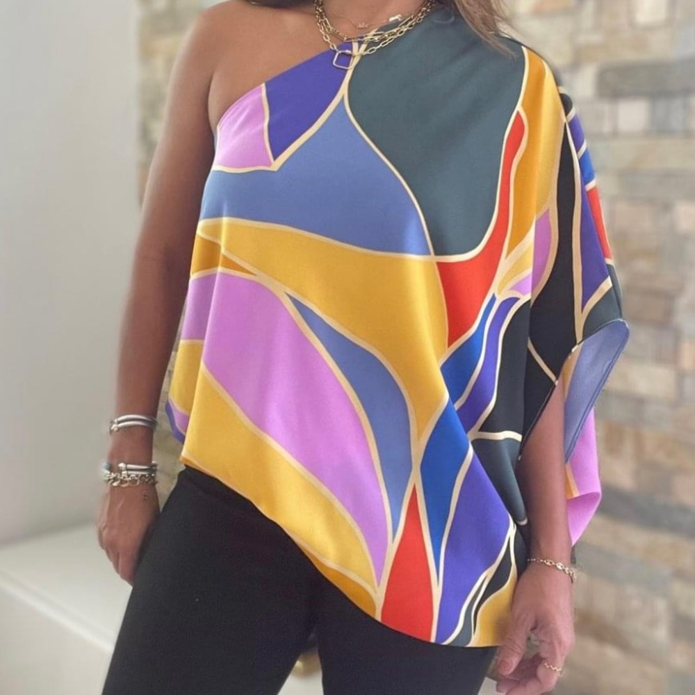One shoulder Beautiful Top! Colorful!